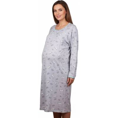 Макси нощница за кърмене с дълъг ръкав и котета