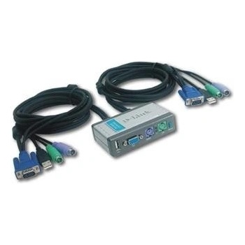 D-Link DKVM-2KU 2-Port KVM+USB Switch, Built-in 1.8m cables