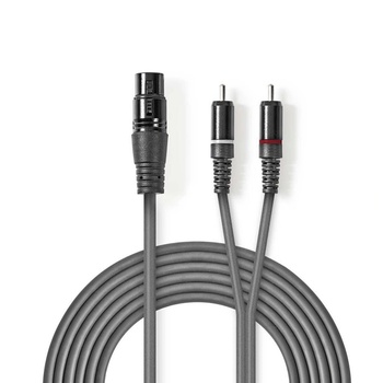 Nedis Аудио кабел Nedis , XLR 3-Pin стерео женски - 2x RCA мъжки, 3 м, Черен (COTH15220GY30) (COTH15220GY30)