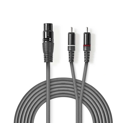 Nedis Аудио кабел Nedis , XLR 3-Pin стерео женски - 2x RCA мъжки, 3 м, Черен (COTH15220GY30) (COTH15220GY30)