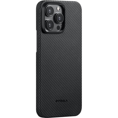 PITAKA Magsafe Калъф за iPhone 15 Pro Max, Pitaka MagEZ 4 Case Black-Gray Twill, Черен (KI1501PMA)