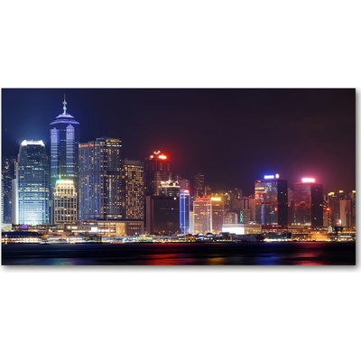 Foto obraz fotografie na skle nočné Hongkong 100x50 cm