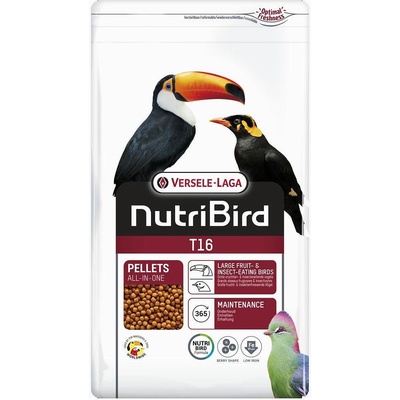 Versele-Laga NUTRIBIRD Т16 Екструдирани пелети - Поддържаща храна за големи птици, хранещи се с плодове и насекоми 10 kg