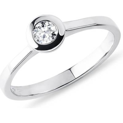Klenota Prsteň z bieleho zlata s bezel diamantom k0352012