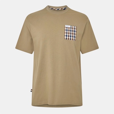 AQUASCUTUM Тениска AQUASCUTUM Checked T-Shirt - Khaki