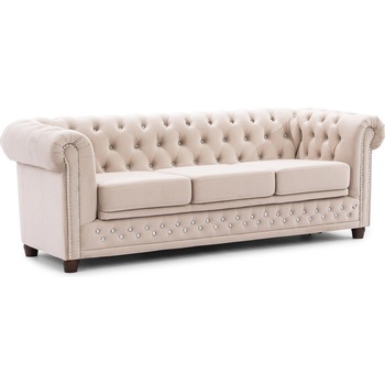 ROPEZ Бежов кадифен разтегателен диван 203 cm York Blik - Ropez (York Blink Sofa 3os. z f.spania Riviera 21 ( Davis ) l. srebrne, nogi brąz)