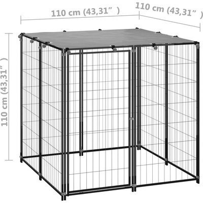 vidaXL Psí kotec černý 110 x 110 x 110 cm ocel – Zboží Dáma