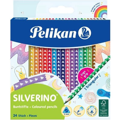Pelikán Silverino tenké trojhranné pastelky 24ks 00700665