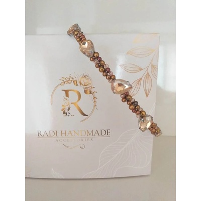 Radi handmade Луксозна диадема със златисти камъни и матирани перли (417)