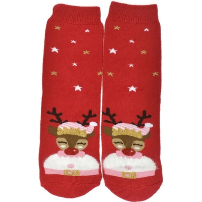 SantaGift Detské vianočné bavlnené ponožky červené