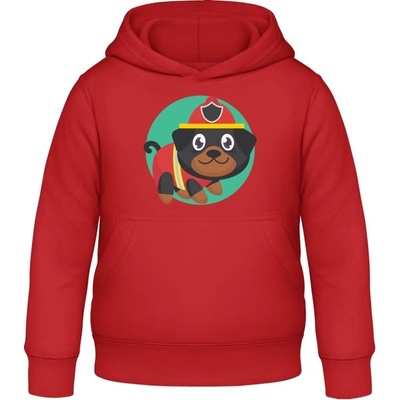 AWDis detská mikina s Kapucňu Psí záchranár Ohnivá červená