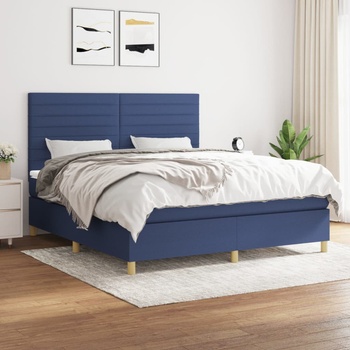 vidaXL Боксспринг легло с матрак, синьо, 160x200 см, плат (3142431)