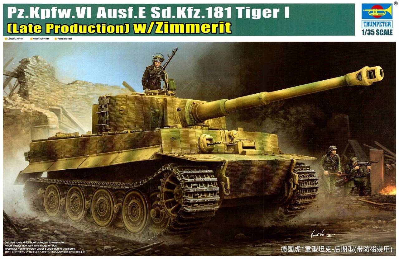 Maquette Trumpeter 1/35 - Tigre I Late Production Avec Zimmerit, Neuve