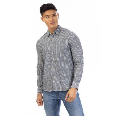 Риза Peter Werth Men's Cotton Long Sleeve Plain Shirt - Navy/White