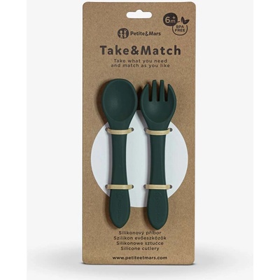 Petite&mars Take&Match Silicone Cutlery príbor Misty Green 2 ks
