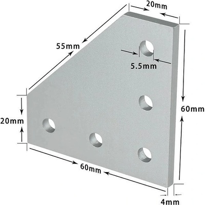 Two Trees Свързваща планка l за профил 20х20, 20х40 слот 6