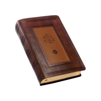 KJV Holy Bible, Giant Print Standard Size Faux Leather Red Letter Edition - Thumb Index & Ribbon Marker, King James Version, Saddle Tan/Butterscotch