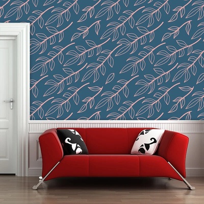 Sablio Tapeta Ružové maľované lístky, rozmery 336x220 cm