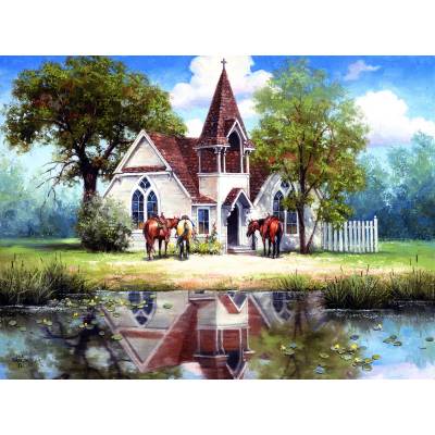 SunsOut - Puzzle Reflections of a Country Church - 1 000 piese