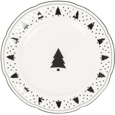 Housevitamin Krémový porcelánový dezertný tanierik so stromčekmi X-Mas Tree - 20 x 1,5 cm