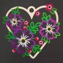AMADEA Dřevěná ozdoba barevná srdce s květinami 7 cm český výrobek