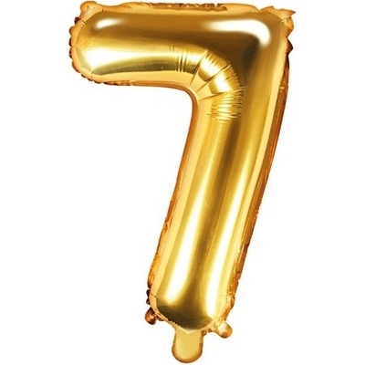 PartyDeco Fóliový balón Mini Číslo 7 zlatý 35cm