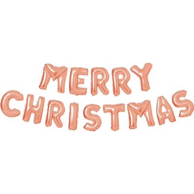 Family 3D vianočný fóliový balónik „Merry Christmas“ v ružovom zlate