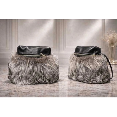 Max Original Leather Dámska kožušinová kabelka Líška silver