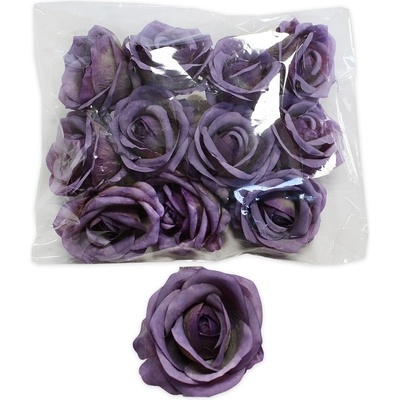 Růže hlava polyester 12ks/7cm fialová