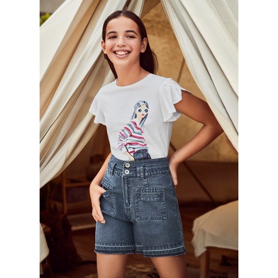 Mayoral Kraťasy riflové s vysokým pasem tmavě modré