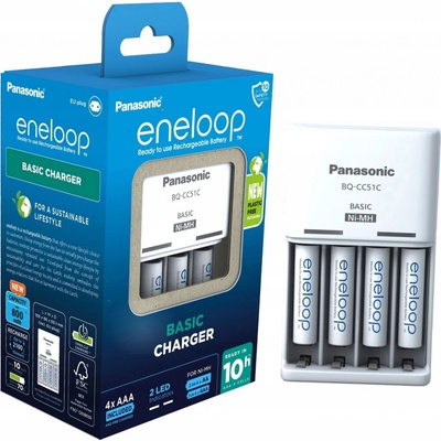 Panasonic Eneloop Charger BQ-CC51E + 4x AAA K-KJ51MCC04E – Zboží Živě