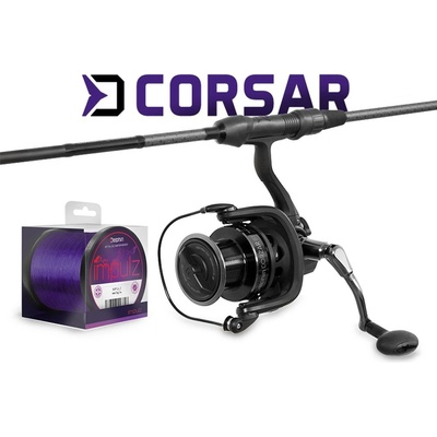 Delphin Kaprařský set CorsaBLACK NERO Prut 3,6 m 3 lb 3 díly + Naviják 8T + Vlasec 0,30 mm