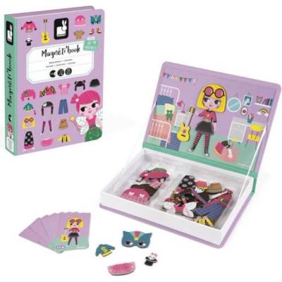 Janod Magnetibook Обличане на момичета Магнитна книга за деца