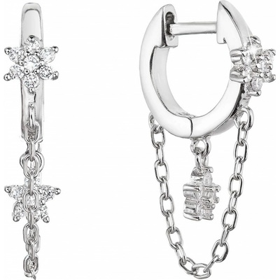 Pavona Originální kruhové náušnice s řetízkem a kytičkami 11435.1 crystal