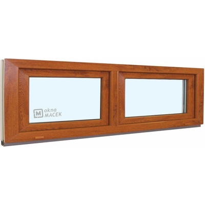 KÖMMERLING Plastové okno - 70 AD, 2400x500 mm, S/S, zlatý dub čiré, zlatý dub/bílá