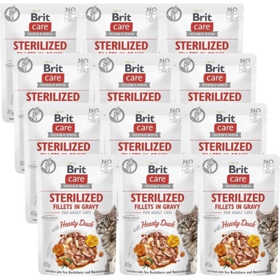 BRIT CARE Sterilované filety pro kočky v omáčce s vydatnou kachnou obohacené o rakytník a nasturtium 12x85 g