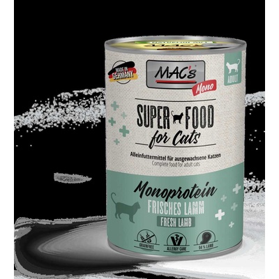 MAC's Mac’s Cat Lamb and carrot - Премиум консервирана храна за котки с чувствителен стомах, без зърно, с агнешко месо и моркови и вечерна иглика за чувствителни котки