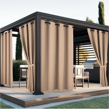 Vodeodolný záhradný záves so zavesením na kruhy do altánku/na terasu v béžovej farbe béžová Šírka 155 cm | Dĺžka 220 cm