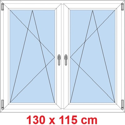 Soft Dvoukřídlé plastové okno 130x115 cm OS+OS se sloupkem Bílá