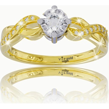 VIPgold Zlatý prsteň s bielymi zafírmi v žltom zlate SA3086z S