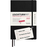 Leuchtturm1917 weekly planner 2027 medium (A5) - German, black, 210 x 145 mm, January-December (12 months), weekly overview with hourly grid 7: 00-22: 00 per column, hardcover, 80 g/m2 paper - 400145 (400145)