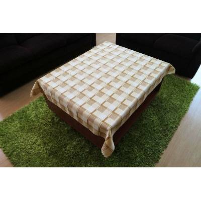 Polášek Ubrus teflon tisk 5536/1 100% polyester Béžová Hnědá káro 120x140cm