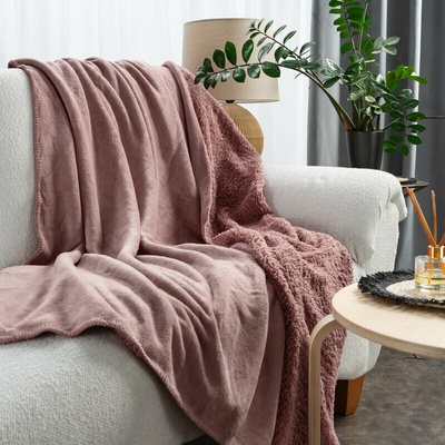 Takoy PREMIUM oboustranný přehoz na křeslo / deka TEDY z magicky měkké buklé a jemného fleecu-HF-459461 70 x 160 cm