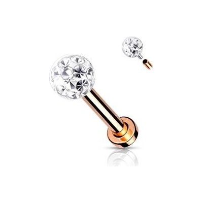 Šperky4U Zlacený piercing do brady ucha s kamínky LB1089RD-1208