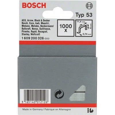 Bosch sponky do sponkovačky, typ 53 - 11,4 x 0,74 x 6 mm - 1000 ks 1609200326 – Zbozi.Blesk.cz
