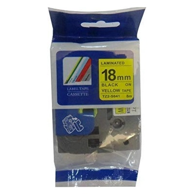Compatible Съвместима лента с Brother TZ-S641/TZe-S641 18mm x 8m extr. adh. черен печат/жълт фон (TZeS641)