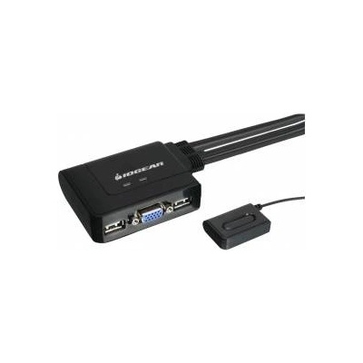 Iogear 2-Port USB KVM Switch VGA 2-Port USB KVM Switch, USB, USB, VGA, 2048 x 1536 pixels, Black, 0.9 m