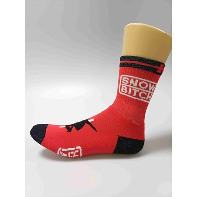 SNOWBITCH Socks Crew Red Black RED-BLACK