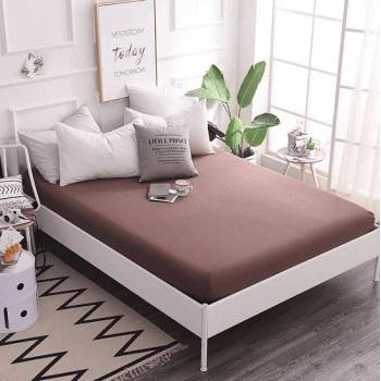 Image 1 of GoHome Обикновен долен чаршаф РАНФОРС - Кафяв