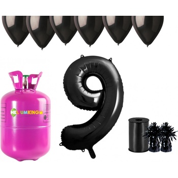HeliumKing Hélium párty set na 9. narodeniny s čiernymi balónmi